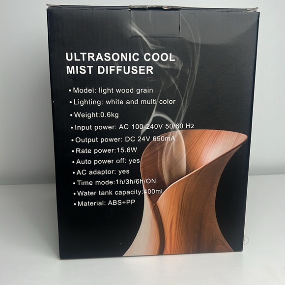 NIB Essential Oil Diffuser, Wood Grain, Ultrasonic Aromatherapy 500ml - Picture 3 of 11